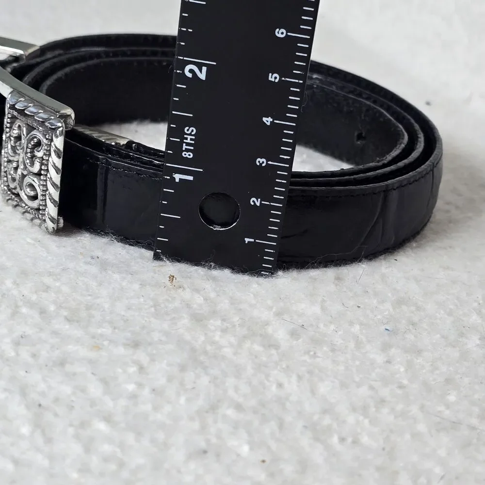 Brighton Black Textured Leather Brilliant Silver Work 3/4
